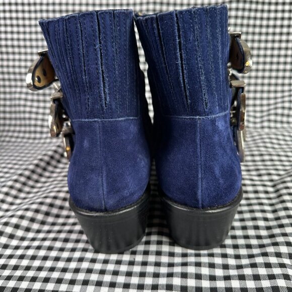 Toga Pulla Blue Suede Cowgirl Western Silver Buckle Boots Women's EU 36 / US 6 - Picture 4 of 7